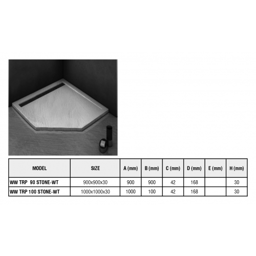 WeltWasser WW TRP 90 STONE-WT Белый. Размер 900х900х30 мм Душевой поддон+СИФОН (2 кор.) фото 3 WeltWasser WW TRP 90 STONE-WT Белый. Размер 900х900х30 мм Душевой поддон+СИФОН (2 кор.) фото 3