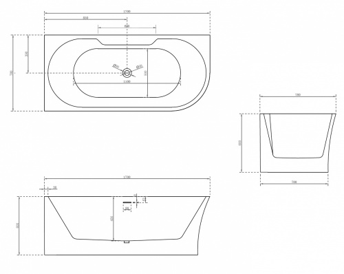 Акриловая ванна ABBER AB9335-1.7 L фото 6