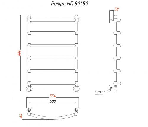 Водяной полотенцесушитель «РЕТРО» НП фото 7