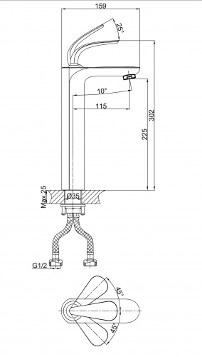 Смеситель для раковины высокий D&K Venice Gondola (DA1022041) фото 2