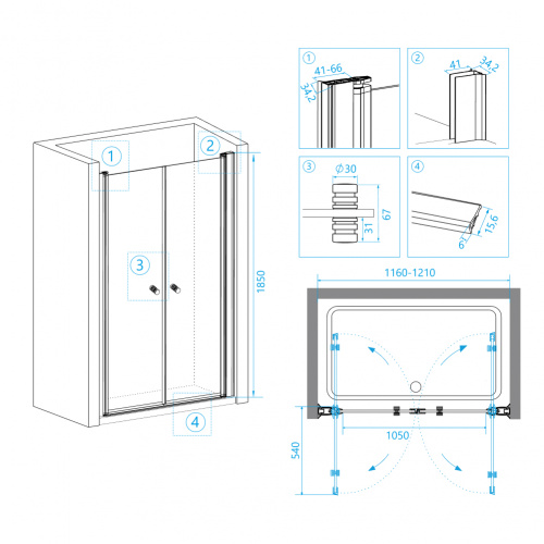 Душевая дверь RGW PA-04 Прозрачное 1200 фото 3