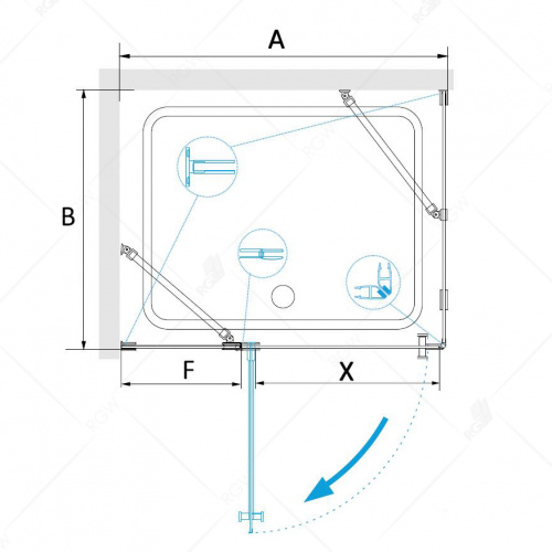 Душевой уголок RGW HO-044 Прозрачное 1000x1200 фото 2