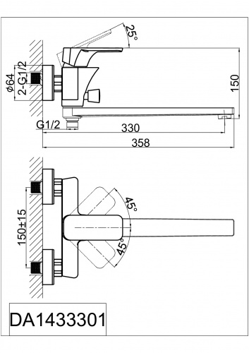 Смеситель для ванны D&K Berlin Kunste (DA1433313) фото 2
