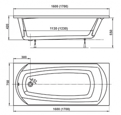  Акриловая ванна VAGNERPLAST  EBONY 1600х750х420 см. фото 3