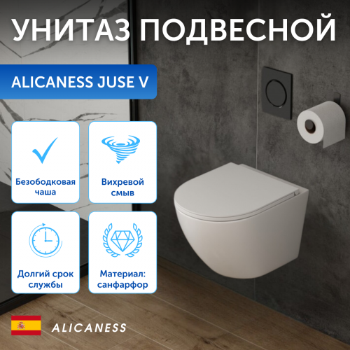 Унитаз подвесной Alicaness Juse V P1002 безободковый,сиденье микролифт