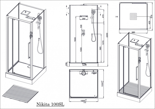 Душевая кабина Acquazzone Nikita 100SL фото 3