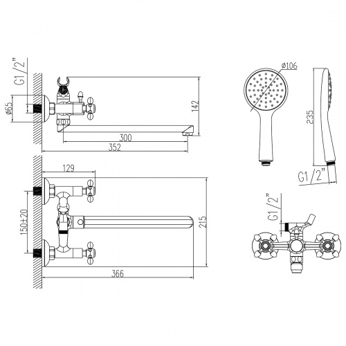 Смеситель для ванны Lemark Vista (LM7651C) фото 4