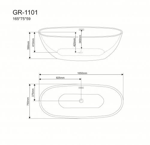 Ванна отдельностоящая Grossman GR-1101 (165x75x59) GROSSMAN 1 место фото 4