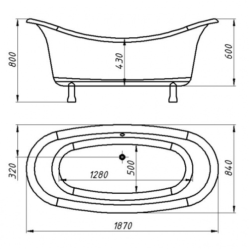 Ванна из искуственного мрамора Фэма Стиль Габриэлла-2 189х87 фото 2