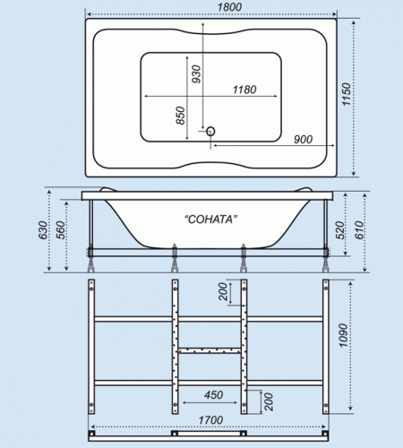 Акриловая ванна Тритон Соната (180х115) фото 3