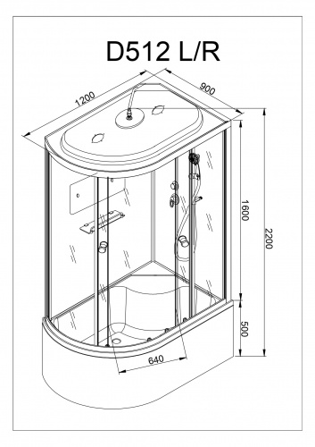 Душевая кабина AvaCan D512S R с электрикой фото 19