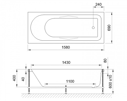 Гидромассажная ванна Royal Bath  TUDOR STANDART 160x70x60 фото 5