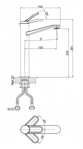 Смеситель для раковины высокий D&K Venice Rialto (DA1062041) фото 2