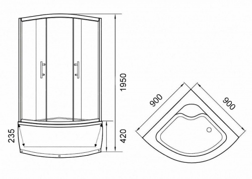 Душевой уголок Parly Z900 с поддоном фото 2