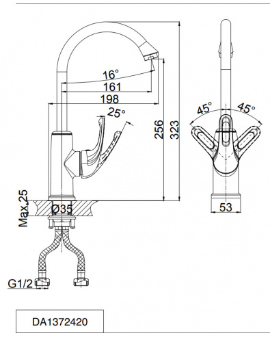 Смеситель для кухни D&K Rhein.Eucharius (DA1372420) высокий антрацит фото 2