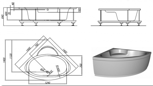 Ванна акриловая Kolpa San Royal 140х140 фото 2