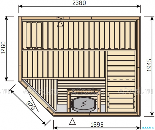 Финская сауна Harvia Variant с обшивкой из осины S2520L (левая) фото 4