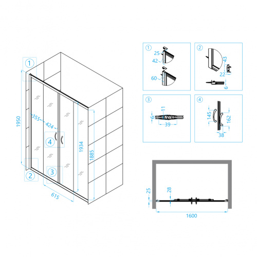 Душевая дверь RGW PA-11 Матовое-Сатинат 1600 фото 4