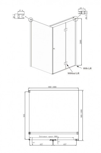 Душевое ограждение Ambassador Diamond 12011106R (1000x1000x2000), 1 место фото 10