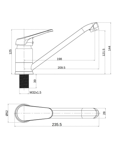 OneLife P01-000cr полимерный смеситель для кухни, хром фото 2