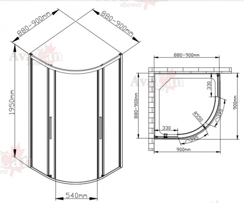 Душевой уголок AvaCan HB 90 MT фото 11