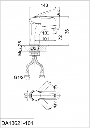 Смеситель для раковины D&K Rhein Valerius (DA1362141) фото 7