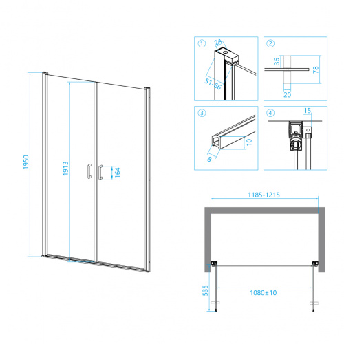 Душевая дверь RGW LE-06 Прозрачное 1200 фото 3