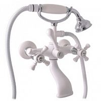 MK359.5/2BC MORAVA RETRO - смеситель классический для ванны с душем, БЕЛЫЙ ГЛЯНЦЕВЫЙ/ХРОМ RAV Slezak