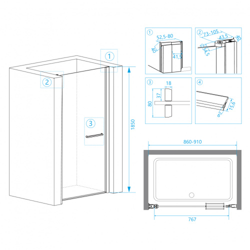 Душевая дверь RGW PA-03 Хром Прозрачное 900 фото 6