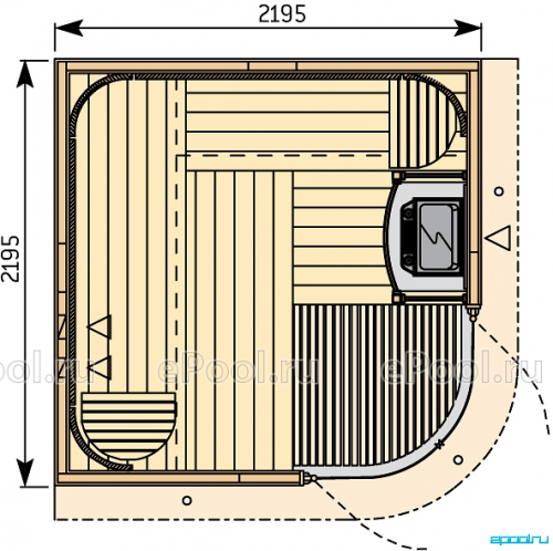 Финская сауна Harvia Rondium с обшивкой из термообр. осины S2222KL фото 5