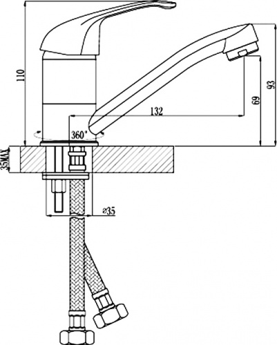 Смеситель для раковины Rossinka A (A35-22U) фото 2