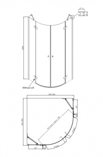 Душевое ограждение Ambassador Diamond 12011101 (900x900x2000), 1 место фото 10