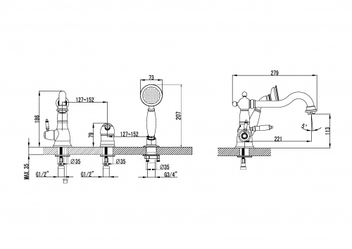 Смеситель для ванны Lemark Villa (LM4845B) фото 4