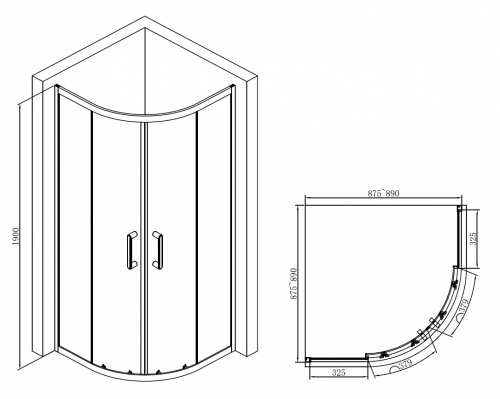 Душевой уголок ABBER Schwarzer Diamant AG01090B фото 7