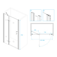 Душевая дверь RGW PA-07B L Прозрачное 1200