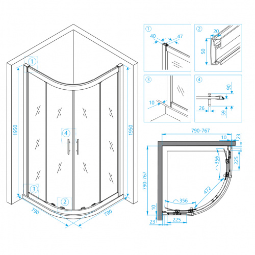 Душевой уголок RGW HO-51 Прозрачное 800x800 фото 2