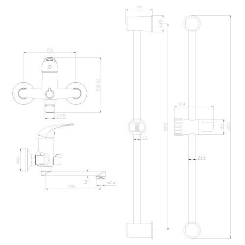 Набор смесителей для ванны Rossinka (SET35-82) фото 2