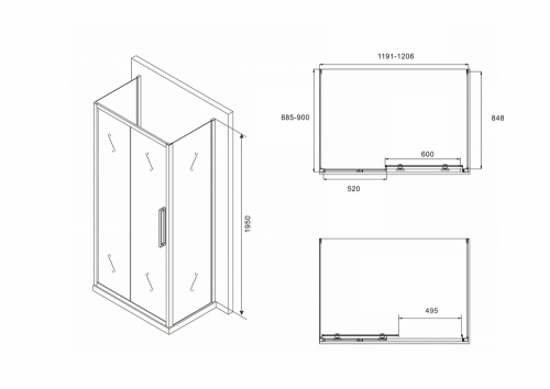 Душевой уголок ABBER Schwarzer Diamant AG30120BH-S90B-S90B фото 6