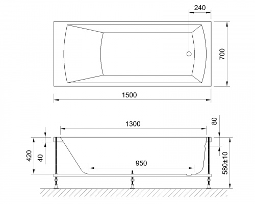 Гидромассажная ванна Royal Bath  VIENNA STANDART 150x70x58 фото 4