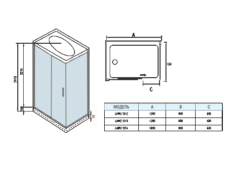 Душевые кабины WeltWasser LAINE 1213 1200х900х2170 мм фото 15