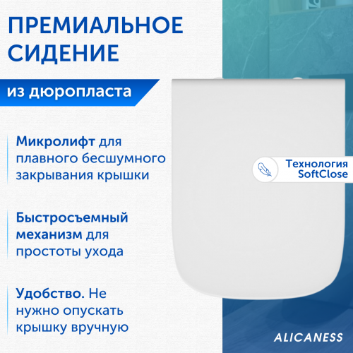 Унитаз подвесной Alicaness Juse S P1008 безободковый,сиденье микролифт фото 5