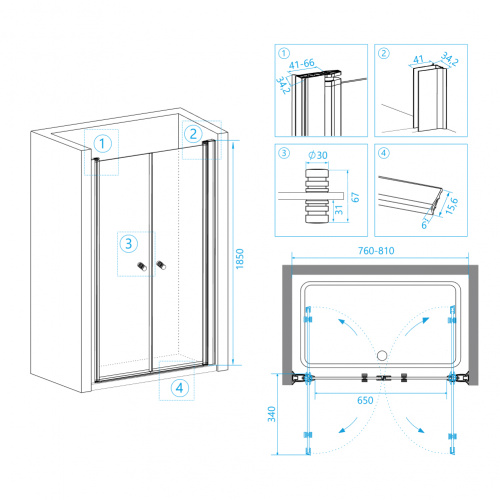 Душевая дверь RGW PA-04 Прозрачное 800 фото 3
