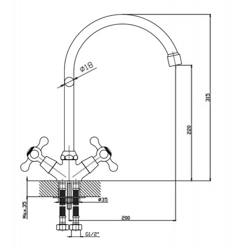 Смеситель для кухни Agger Retro A1900000 фото 2