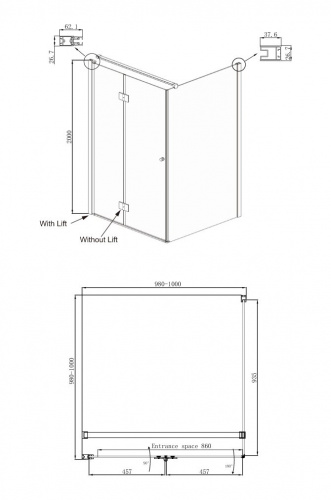 Душевое ограждение Ambassador Diamond 12011106L (1000x1000x2000), 1 место фото 10