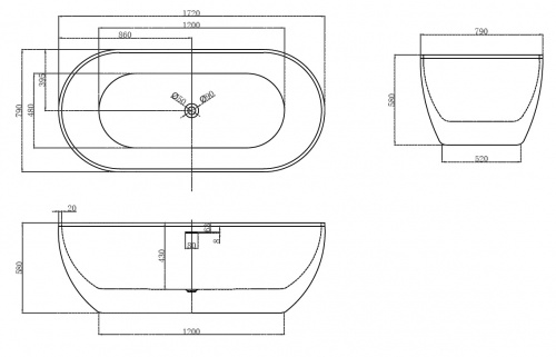 Акриловая ванна ABBER AB9241 фото 6