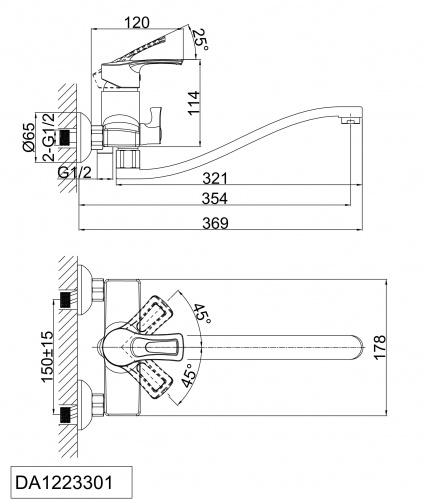Смеситель для ванны D&K Bayern.Furth (DA1223301) фото 2