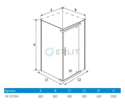 ДУШЕВОЙ УГОЛОК ERLIT  ER 10109H-C4 фото 2