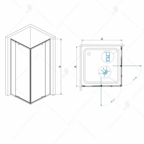 Душевой уголок RGW PA-38 Прозрачное 900x900