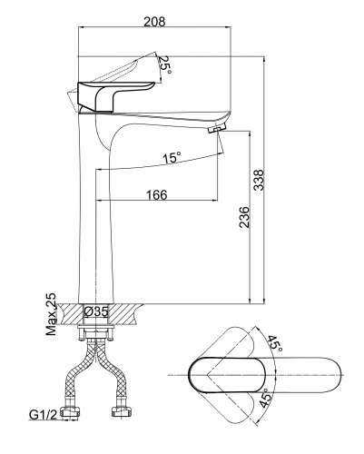 Смеситель для раковины высокий D&K Venice Baciano (DA1032001) фото 2