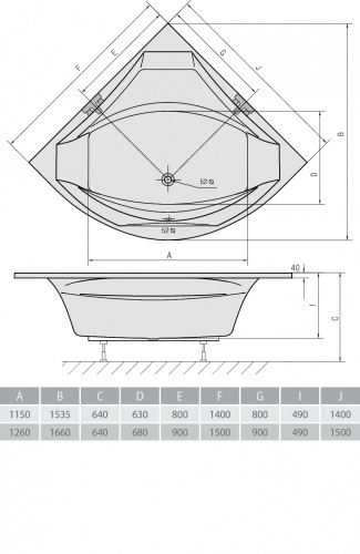 Акриловая ванна ALPEN Rosana 140 фото 3
